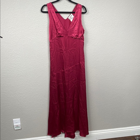 NWT Semicouture Red Berry Satin Silk Maxi Dress Lingerie Slip Sz 40 - Picture 2 of 12